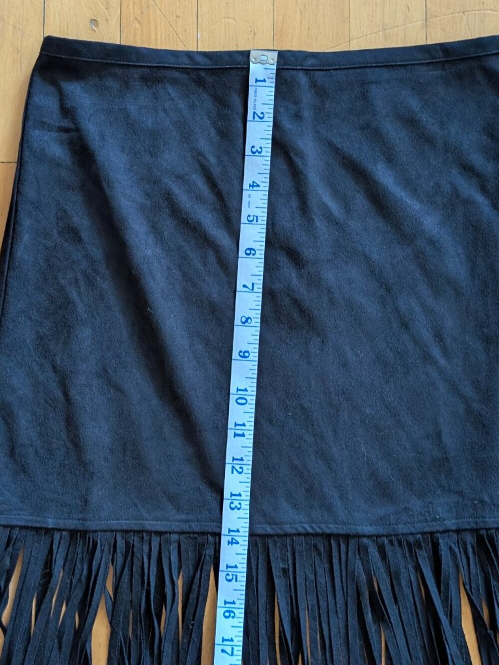 Faux Suede Black Fringe Maxi Skirt - Picture 5 of 7